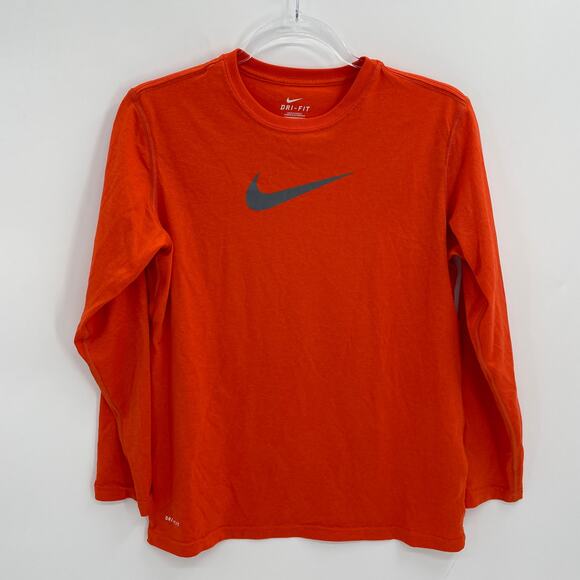 Nike Other - NIKE Youth Long Sleeve Shirt Size XL Orange Swoosh Logo Jersey Knit Layering